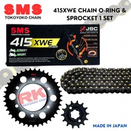 RK SMS 415XWE-132L O-RING CHAIN HTM FZ150 Y15ZR Y16 YAMAHA 415 SPROCKET SET GOLD CHAIN& SPROCKET SET