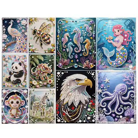 Animal Special Shaped 5D DIY Partial Drill Pearl Gem Diamond Art Painting Kit Gift Diamond Dots Pear
