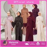 Muslimah Moden Pleated Ironless Jubah Long Dress Abaya Pleated Jubah Muslimah Dress Lace Premium Dub