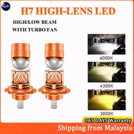 H7 Dual Mini LED Projector Lens Car Headlight Bulb 3000K 4300K ​​6000K Canbus High/Low Beam 600000LM