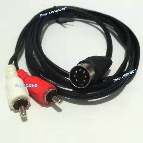 7P 7Pin Din to RCA Audio Cable Cord 7 needle 7 Pin DIN MiDI Male Plug Double RCA Male Audio Adapter