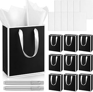 Yeaqee 10 Pack Metallic Paper Gift Bags with Handles Tissue Paper Thank You 5 Senses Gift Bag for Hi