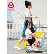 S-T💝B.DuckSmall Yellow Duck Riding Trolley Case Children's Luggage Password Riding Aluminum Frame Luggage Boarding Bag A