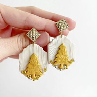 White Christmas Baubles Tree Earrings