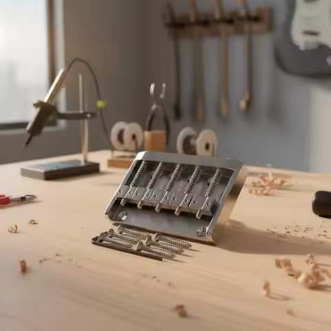 Five-String Bass Bridge Easy to Install 5-String Bass Bridge for Luthiers