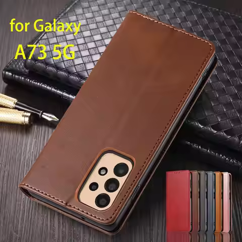 Magnetic Attraction Cover Leather Case for Samsung Galaxy A73 5G Flip Case Card Holder Holster Walle