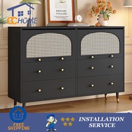 CCRHZ Rattan Sideboard Cabinet Modern Minimalist Solid Wood Chest Of Drawers Home Kitchen Cupboard L