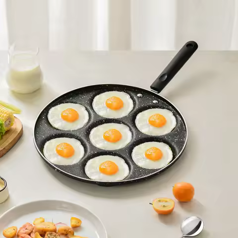 7 Holes Frying Pan Non-stick Egg Burger Mold Household Egg Frying Pan Kitchen Supplies