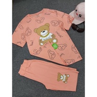 Pink and orange bear baby girl outfit 759