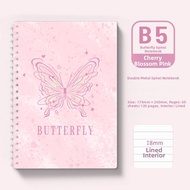 Thickened Large Size B5 Butterfly Notebook Spiral Binding Journal Style Student Notebook Simple Hori