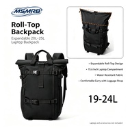 19L to 24L Roll Top Travel Backpack Expandable 16 Inch Laptop Backpackwith Luggage Strap for Men