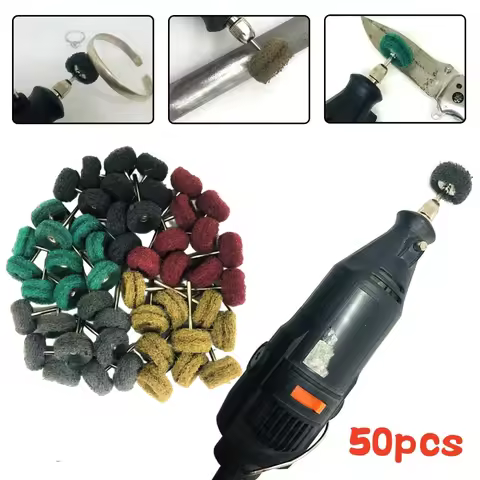 50pcs/Set Mini Drill Abrasive Brush Nylon Buffing Polishing Wheel Head with 3mm/2.35mm Shank for Dre
