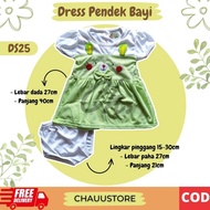 ch-d25 dress tangan pendek bayi motif pita kucing rifky - hijau