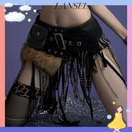 LA Faux Fur Splicing Belts, Chic Gyaru Mini Bag Belt, Retro Trendy Design Y2K Plush Waist Belt for C