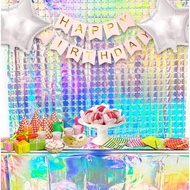Agar.Shop Foil Iridescent Backdrop Square Curtain 1*2M Disco Birthday Party Foil Curtain Fringe