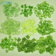TEENI 30pcs Green Transparent Leaf Shape Beads, Leaf Shape Transparent Green Acrylic Leaf Beads, Han