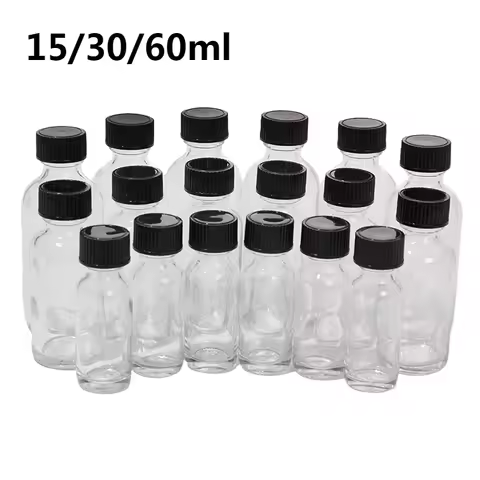 6pcs Small Clear Glass Bottles With Lids Glass Containers Round Sample Bottle For Juice Oils Ginger 