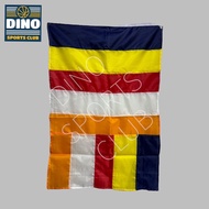 (DINO SPORTS CLUB)ธงฉัพพรรณรังสี ธงพระพุทธเจ้า ธงศาสนาพุทธ เนื้อผ้าคุณภาพดี ผ้าร่มเย็บ มี 2 ขนาด 60x