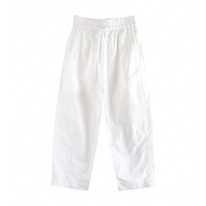 Pastelsmotel - Paper barrel pants. กางเกงเอวยืด ทรงbarrel ขาโค้ง ผ้าคอตตอนผสมไนลอน