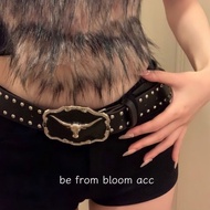 y2k y2k Belt Asian Culture Punk Style Female American Versatile Retro Rivets Fashion Jeans y2k Black