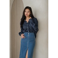 Gwen Oversized Shirt Dress (Dark Teal Blue)