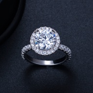 SEQUITO Luxury 18K White Rose Gold Filled Wedding Band Micro CZ Pave Classic 3CT Round Zirconia Diam