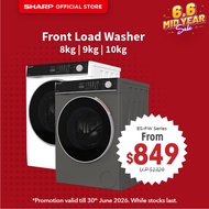 SHARP 8KG 9KG 10KG FRONT LOAD WASHER ES-FW814SB / ES-FW814SW / ES-FW914SB / ES-FW914SW / ES-FW1014SB
