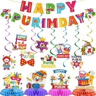 Hiasan Parti Purim Termasuk Sepanduk Selamat Purim, Hiasan Gantung Berbentuk Sarang Lebah, Topeng da