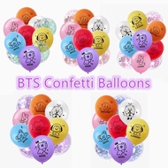 12 Inch 10pcs BTS Latex Balloons Purple Sequin Balloons Clear Sequin Birthday Balloons BTS Fans Happ