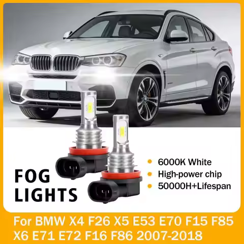 2PCS H8 H9 H11 LED Fog Light 6000K Canbus Led Auto Fog Lamp 12V For BMW X4 F26 X5 E53 E70 F15 F85 X6