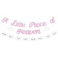 Sursurprise Pink Glitter A Little Piece of Heaven Banner Cloud Banner for Girls Heavenly Heaven Sent