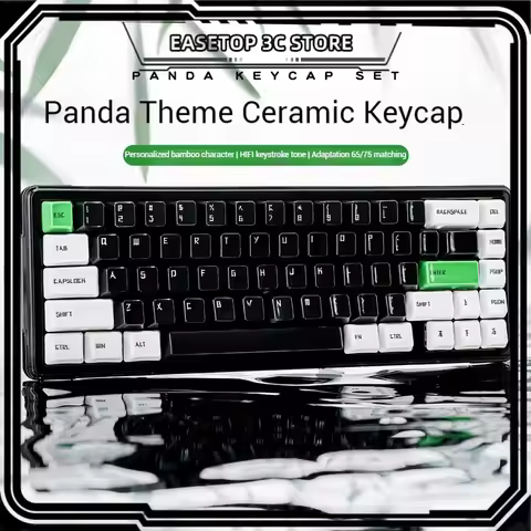 Panda Ceramic Keycaps 89keys Set Bamboo Knot Personalized Character Customization HIFI Sound Adaptat
