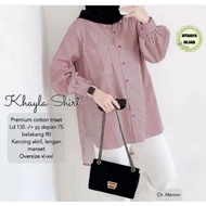 Kemeja Wanita Jumbo Premium Cotton Triset LD 135 Khayla Shirt Baju