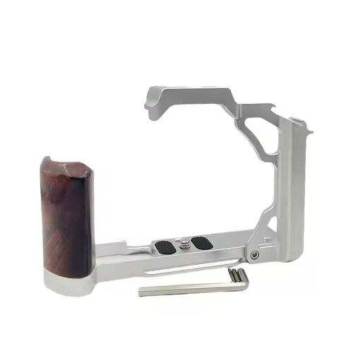 Wood Handle Aluminum Alloy Camera Cage Stabilizer Rig for ZFC Cameras Silver-A32R