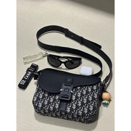 C CD Bag Dior Oblique Saddle Bag Original Leather Classic Printed Men's Messenger Bag Dior/D's Same 