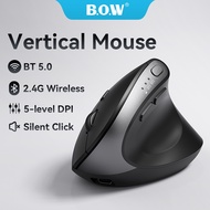 BOW MD190L Max Series Ergonomic Vertical Mouse Dual Mode Mouse 2.4G Wireless Bluetooth Rechargeable 