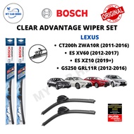 BOSCH Clear Advantage U Hook Wiper Set for Lexus CT200h (2011-2016) / ES XV60 XZ10 / GS250 (2012-201
