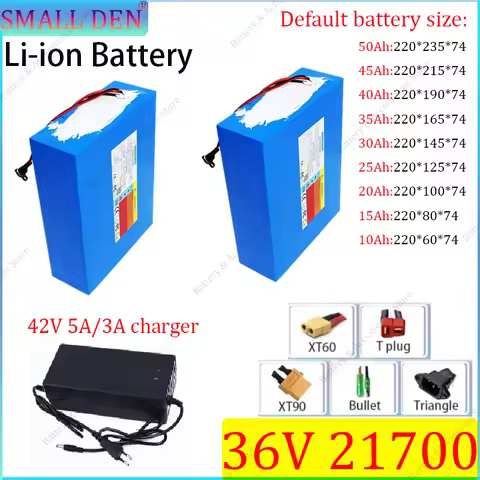 36V 10Ah 15Ah 20Ah 25Ah 30Ah 35Ah 40Ah 45Ah 50Ah 21700 lithium battery pack 0-1500W high-power recha