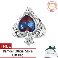 BAMOER 925เงินสเตอร์ลิงรูปหัวใจจอบลูกปัดเสน่ห์สำหรับผู้หญิงสร้อยข้อมืออุปกรณ์ DIY เครื่องประดับแฟชั่