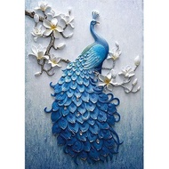 Lukisan Diamond 5d Diy Gambar Burung Merak Warna Biru Untuk Dekorasi