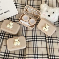 Mini Milk Tea Color Contact Lens Inserter Remover Soft Tip Tweezer Stick Tool Case Set Box Special T