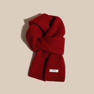 Tao I Love Red 100% Wool Scarf Women's 2025 Autumn Winter Atmosphere Warm Knitted Cashmere Scarf Men
