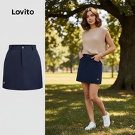 (Fashion_3) Lovito Women Casual Skirt Plain Embroidery Summer/Spring Skirt L133AD476 Lovito Skirt Ka