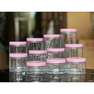 COMBO of 10 PET JARS WITH PINK ALUMINUM LID WITH LINING 100G-200G-250G-300G-400G-500G-600G-700G-800G