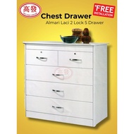 3FT Peti Laci Chest Drawer Drawer Cabinet Almari Laci 2 Lock 5 Drawer peti laci