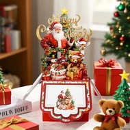 [Coisíní] 3D Santa Claus Greeting Card Pop-Up Christmas Card 3D Pop-Up Christmas Tri-Fold Card Handm
