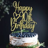1pc Gold Glitter 90th Birthday Cake Topper - 90th Birthday Cake Decoration Topper, 90th Birthday Cel