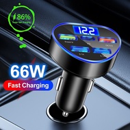 4 Ports USB PD 66W Car Charger QC 3.0 Type C Fast Charging 3.1A Auto Mobile Phone Adapter For Mobile
