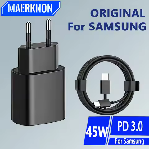Original 45W PD Super Fast Charger For Samsung Galaxy S22 S23 Ultra Note 20 USB Type C Fast Charging