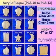 Clear Acrylic Blank Plaque [3mm] [Height-4 to 12 inches][Base: CLEAR 5mm] PLA01-13 Award Trophy